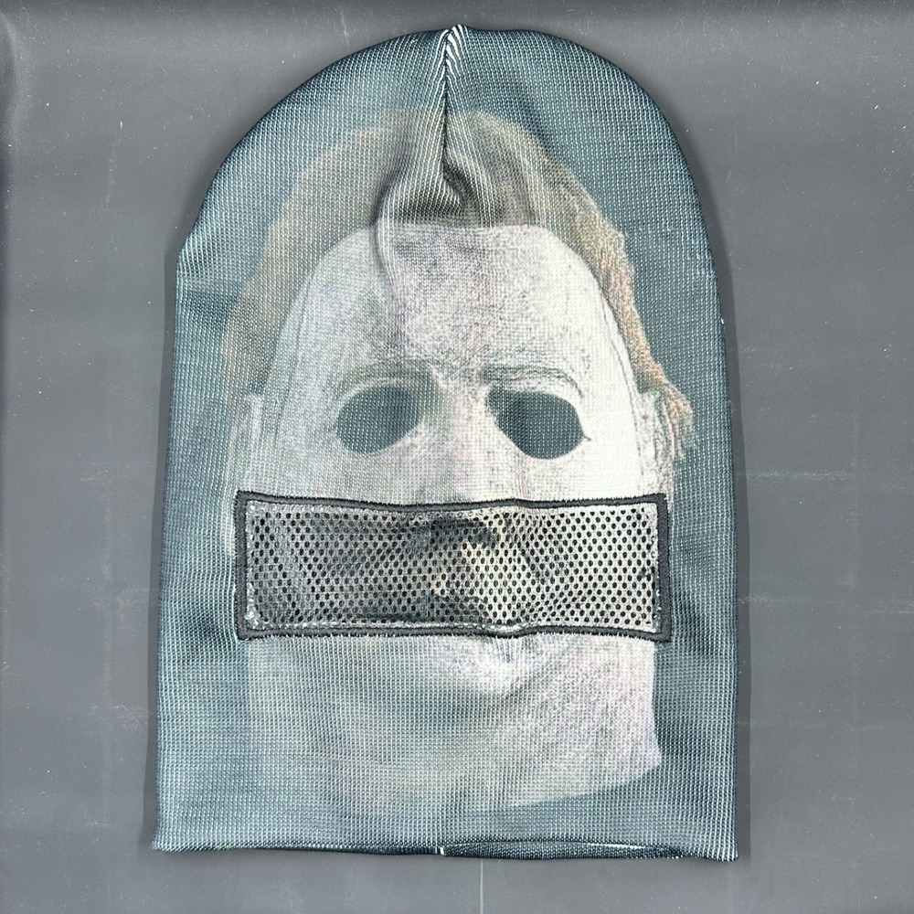 Halloween Michael Myers Mask Beanie OS Grey Horror Movie Mesh Panel